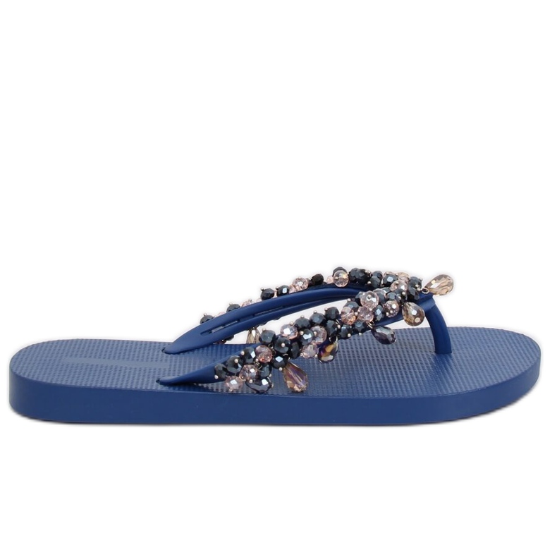 JH68 Marineblaue Flip-Flops mit Perlen