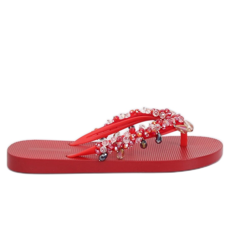 Rot JH68 Rote Flip-Flops mit Perlen