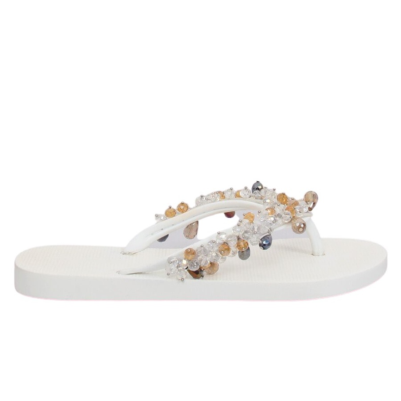 Weiße Flip-Flops mit weißen JH68 Perlen