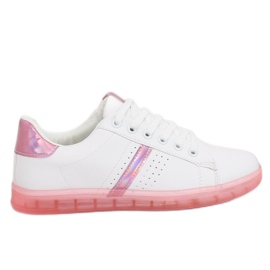 Weiße und rosafarbene Sneakers für Damen 2B9XX923 WHITE / ROSERED