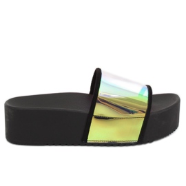 Holographic schwarz CK81P Schwarze Hausschuhe gelb