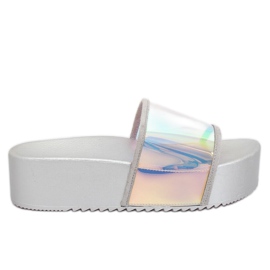 Silberne holografische Hausschuhe CK81P Silber grau