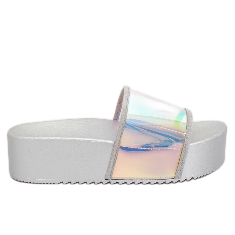 Silberne holografische Hausschuhe CK81P Silber grau