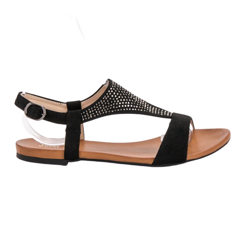 SHELOVET Sandalen mit Kristallen schwarz