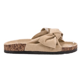 Mannika Hausschuhe mit Schleife braun