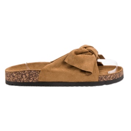 Mannika Hausschuhe mit Schleife braun