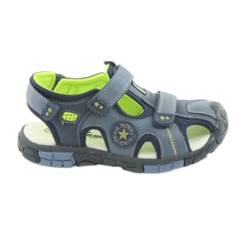 American Club Kindersandalen mit amerikanischem DR02 Ledereinsatz navy blau blau grün