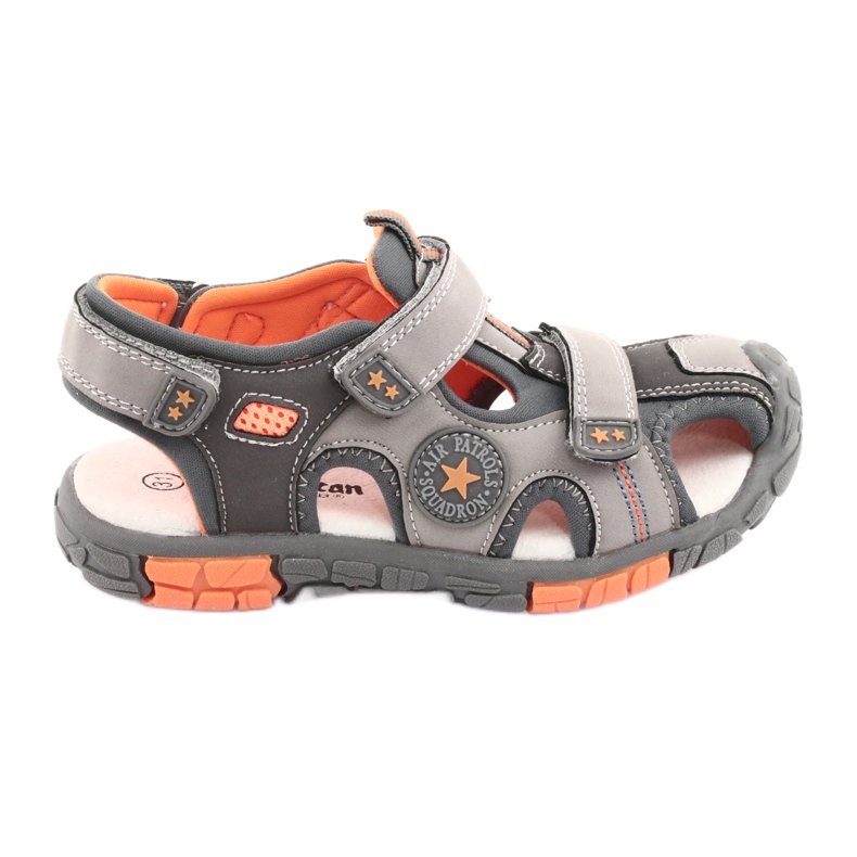 American Club Sandalenschuhe mit amerikanischem DR02-Ledereinsatz braun orange grau