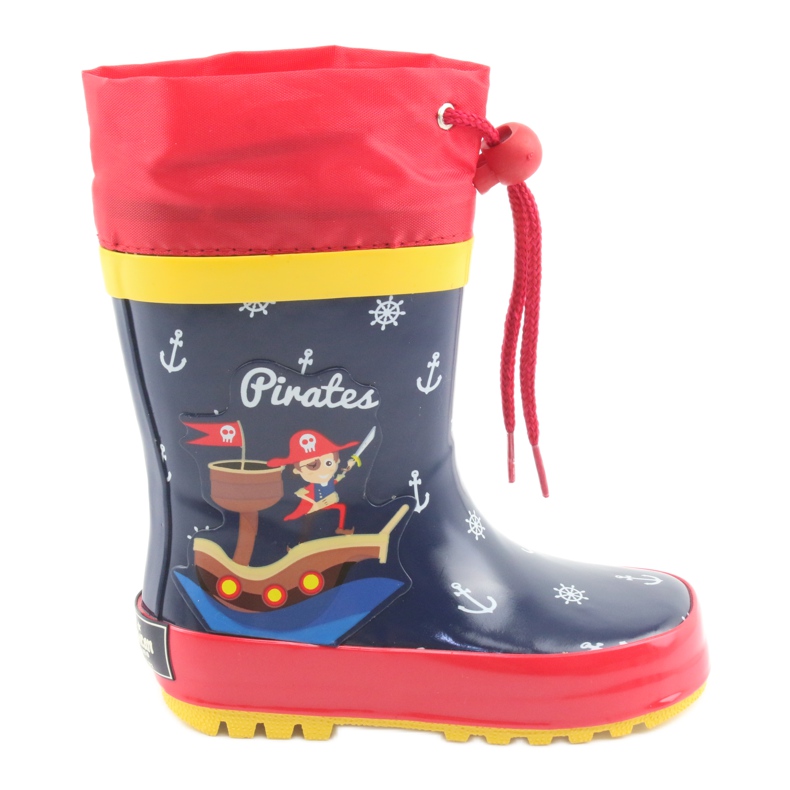 American Club American Pirat Kinder Regenstiefel rot navy blau