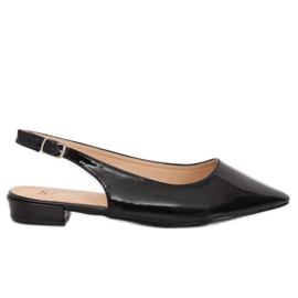 Schwarz LL-178 Schwarze Ballerinas mit offenem Absatz