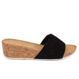 Schwarz G233 Schwarze Keilpantoffeln