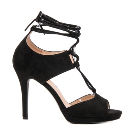 SHELOVET Gebundene, offene Fersen schwarz