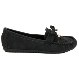 Top Shoes Schwarze durchbrochene Loafer