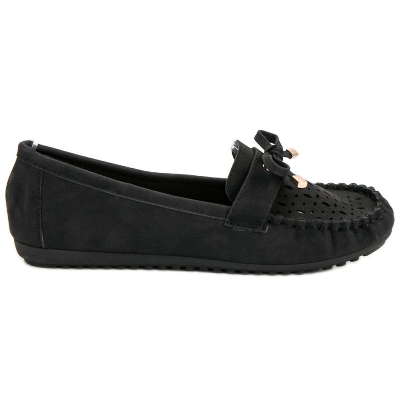 Top Shoes Schwarze durchbrochene Loafer