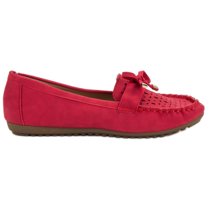 Top Shoes Rote durchbrochene Loafer