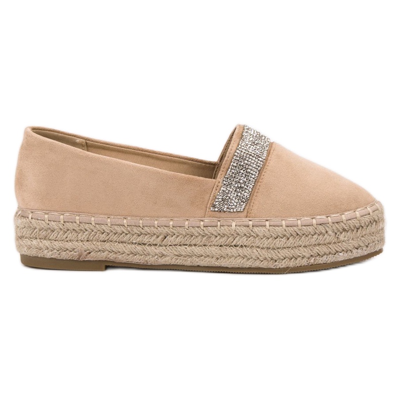 SHELOVET Espadrilles mit Kristallen braun