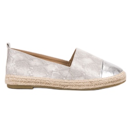 Bestelle Silberne Espadrilles mit Animal-Print grau