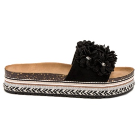 Sergio Todzi Hausschuhe mit Blumen schwarz