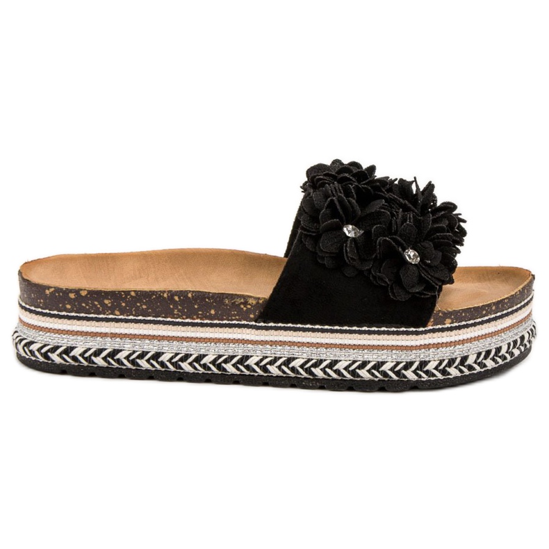 Sergio Todzi Hausschuhe mit Blumen schwarz