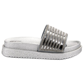 Bello Star Hausschuhe mit Kristallen grau