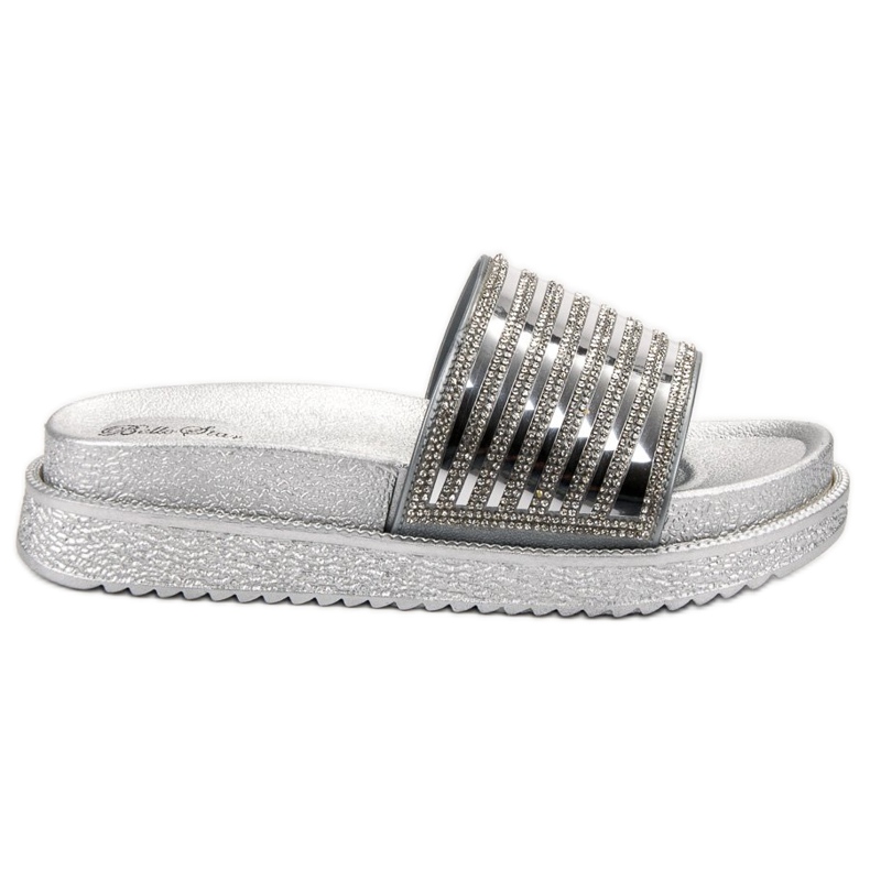 Bello Star Hausschuhe mit Kristallen grau