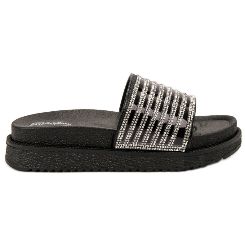 Bello Star Hausschuhe mit Kristallen schwarz