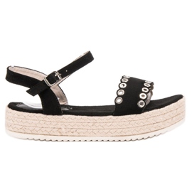 Nio Nio Schwarze Espadrilles-Sandalen
