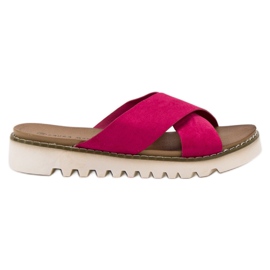 Laura Mode Fuchsia Wildleder Hausschuhe lila