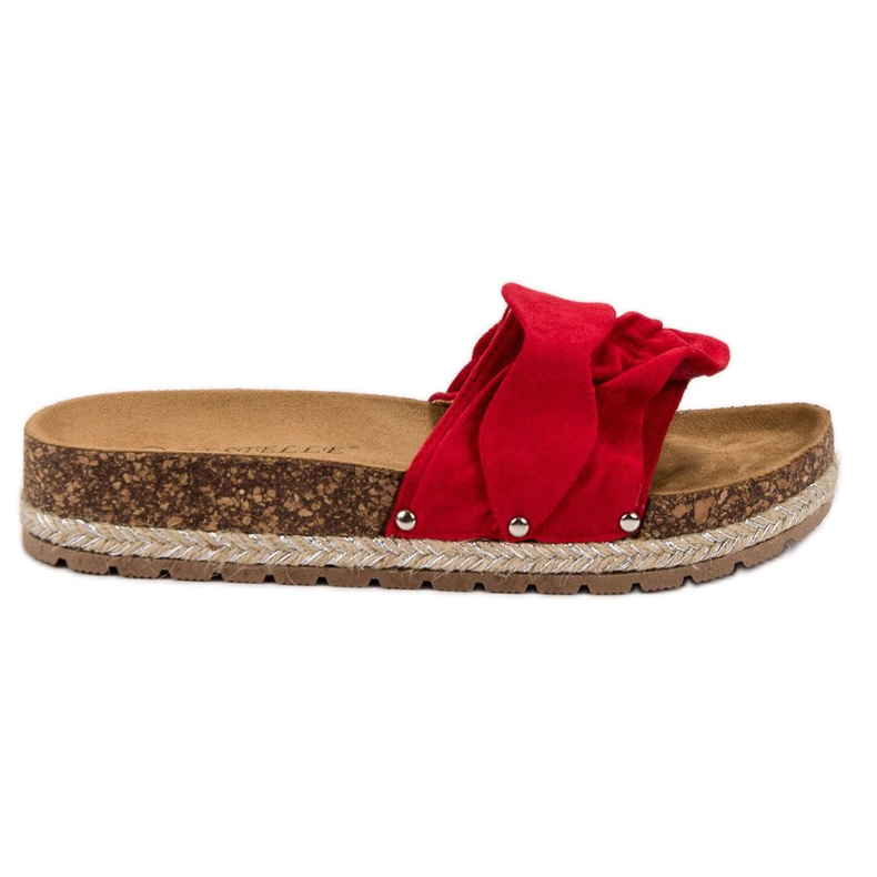 Bestelle Hausschuhe mit Rüschen rot