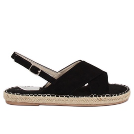 Schwarze Espadrilles-Sandalen YJ-2M12 Schwarz