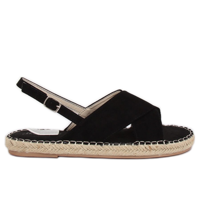 Schwarze Espadrilles-Sandalen YJ-2M12 Schwarz