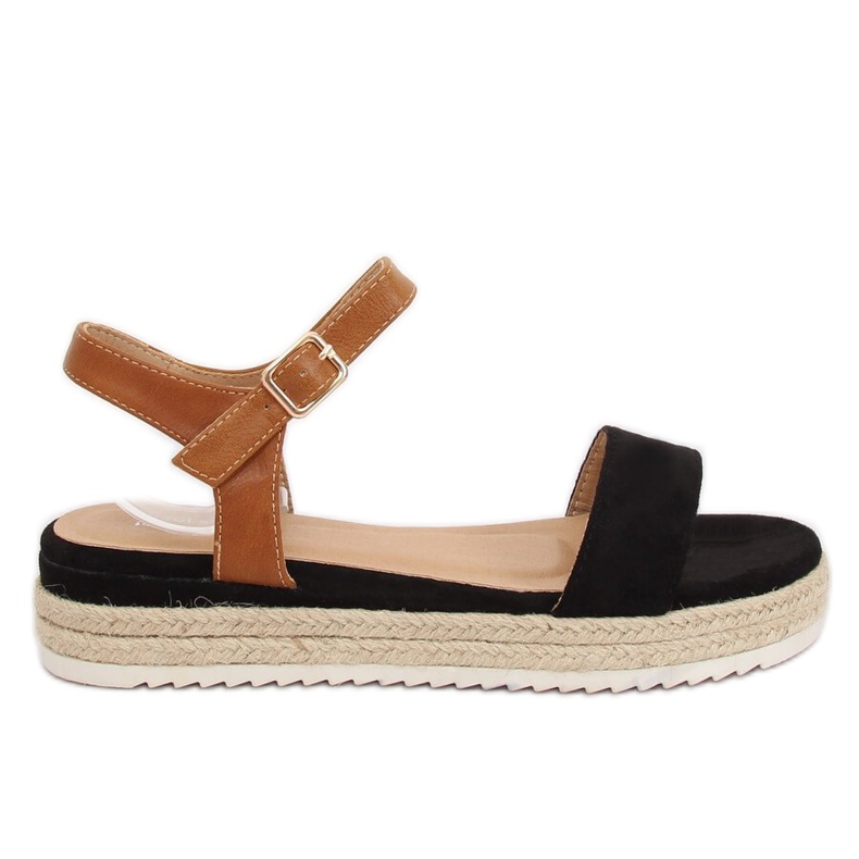 Schwarze Espadrilles-Sandalen Y-8224 Schwarz