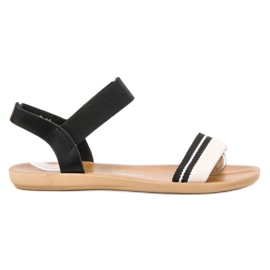 SHELOVET Flache Sandalen mit Gummizug schwarz