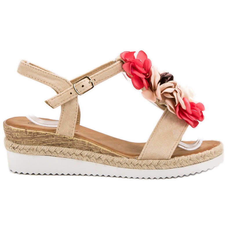 SHELOVET Wildledersandalen mit Blumen braun