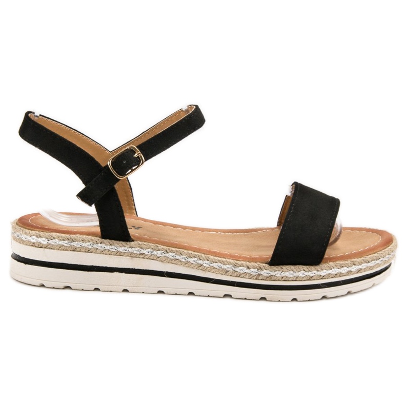 EXQUILY Schwarze Sandalen