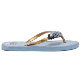 Ax Boxing Flip-Flops mit Blumen blau