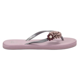 Ax Boxing Flip-Flops mit Blumen lila