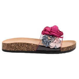 Super Me Hausschuhe mit Blumen lila mehrfarbig