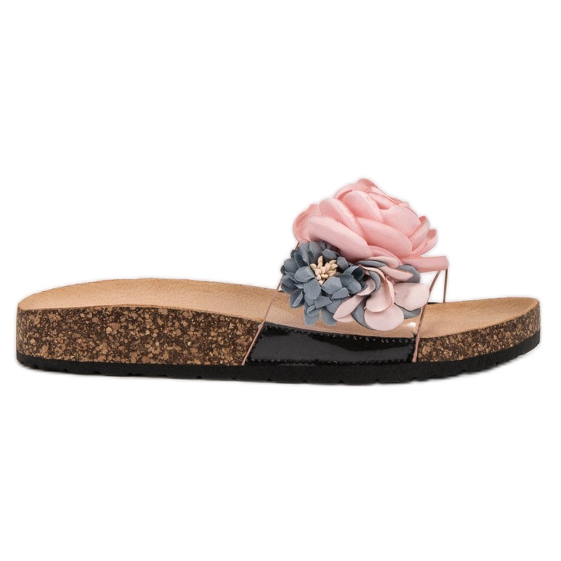 Super Me Hausschuhe mit Blumen rosa