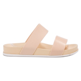 Laura Mode Beige Gummi Hausschuhe