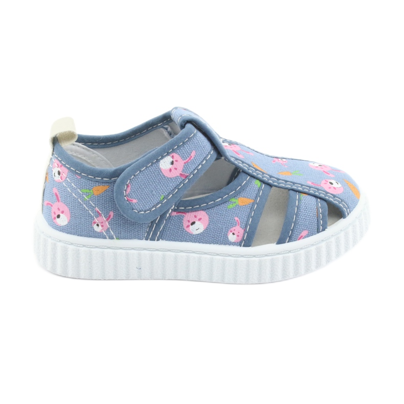 American Club Kinderschuhe mit Klettverschluss blau TEN 32/19 weiß rosa