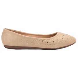 Renda Ballerinas mit Zirkonia beige