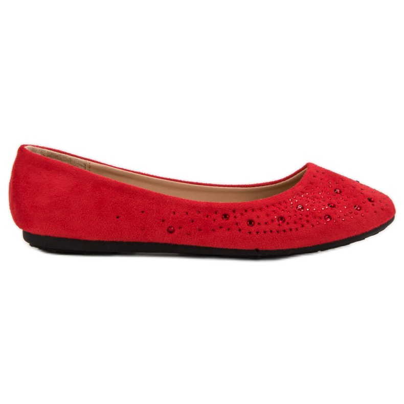 Renda Ballerinas mit Zirkonia rot