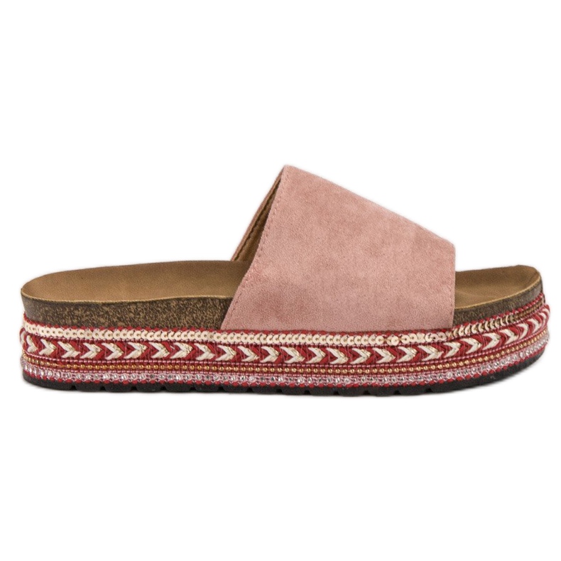 Jumex Verzierte Hausschuhe auf der Plattform rosa