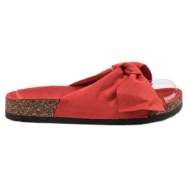 Diamantique Hausschuhe mit Schleife rot