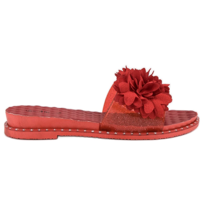 Anesia Paris Gummipantoffeln mit Blumen rot