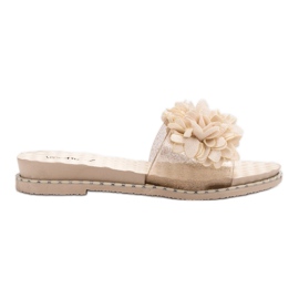 Anesia Paris Gummipantoffeln mit Blumen braun