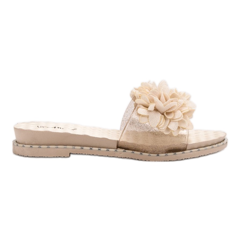 Anesia Paris Gummipantoffeln mit Blumen braun