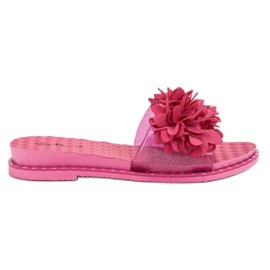 Anesia Paris Gummipantoffeln mit Blumen rosa