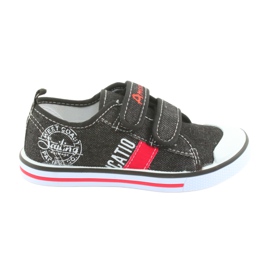 American Club schwarze Jeans-Sneaker mit Klettverschluss weiß rot